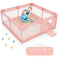 thumbnail image 1 of babyeap Baby Playpen,50x50 Inch Baby Playards for Babies and Toddlers,Fence Baby Play Yards for Indoor & Outdoor with Breathable Mesh,Pink, 1 of 7