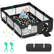 babyeap Baby Playpen,71*50 Inch Extra Large Baby Playards for Babies and Toddlers,Fence Baby Play Yards for Indoor & Outdoor with Breathable Mesh,Black