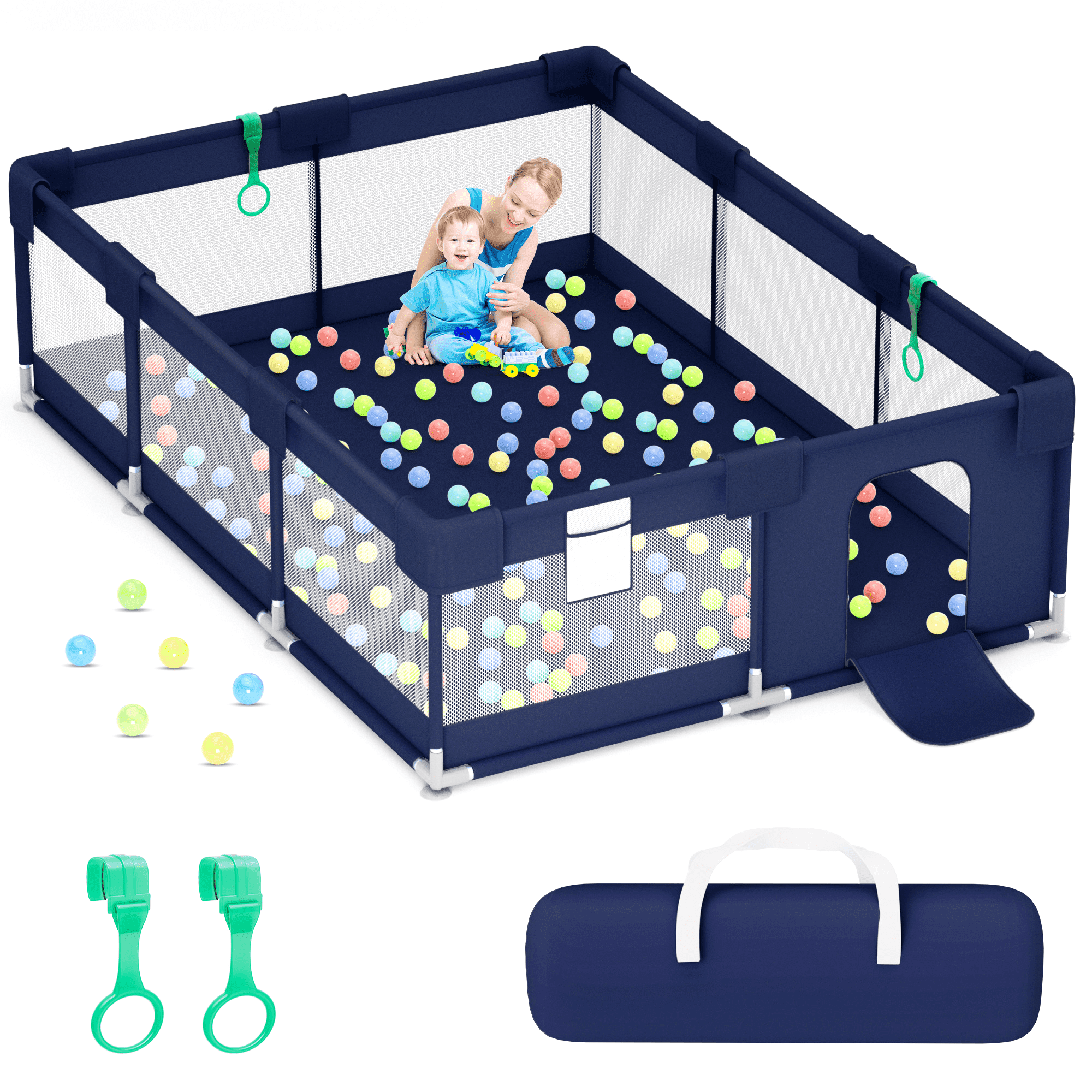 babyeap Baby Playpen,71*50 Inch Extra Large Baby Playards for Babies and Toddlers,Fence Baby Play Yards for Indoor & Outdoor with Breathable Mesh,Navy Blue