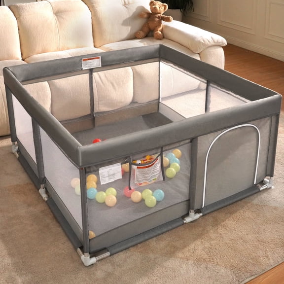babyeap Baby Playpen, 50x50in Playpen for Babies and Toddlers,playard Activity Fence,Deep Gray