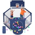 thumbnail image 1 of babyeap Baby Playpen with Basketball Hoop,Playpen for Babies and Toddlers,Hexagonal Fence Baby Play Yards,Navy Blue, 1 of 7