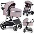 thumbnail image 1 of babyeap Baby Stroller,2 in 1 Lightweight Travel Stroller,Compact Foldable Stroller for Toddler with Reversible,Brown, 1 of 12