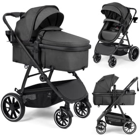babyeap Baby Stroller,2 in 1 Lightweight Travel Stroller,Compact Foldable Stroller for Toddler with Reversible,Dark Gray