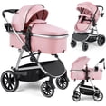 thumbnail image 1 of babyeap Baby Stroller,2 in 1 Lightweight Travel Stroller,Compact Foldable Stroller for Toddler with Reversible,Pink, 1 of 12