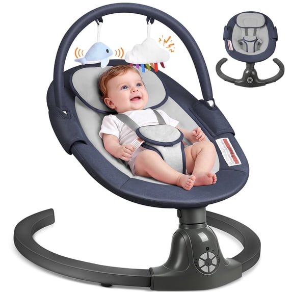 Babyeap Electric Baby Swing for Infants, 5 Speeds, Remote Control, Bluetooth and Built-in Sounds,Blue