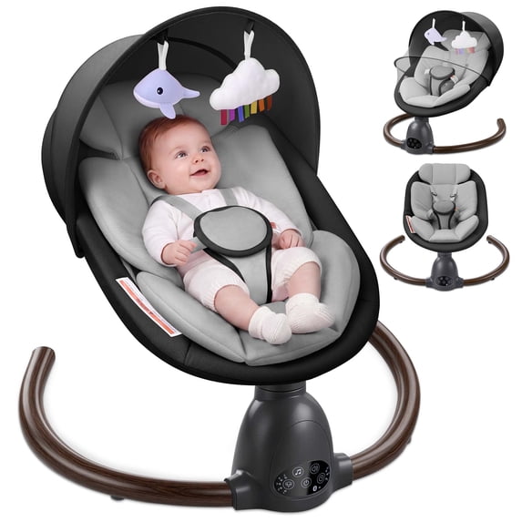 Babyeap Baby Swing for Infants, Electric Swing with Remote Control,5 Sway Speeds,Built-in Music,Black