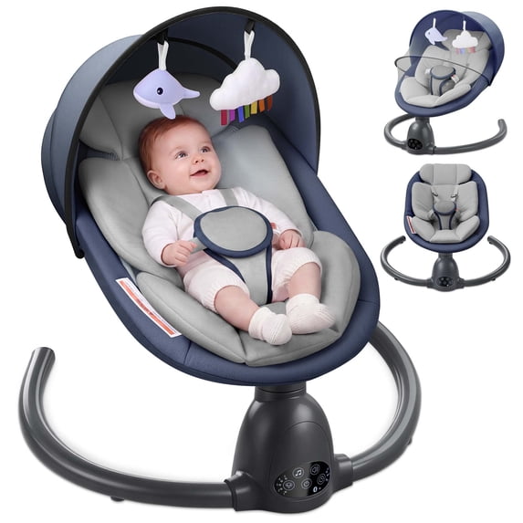 Babyeap Baby Swing for Infants, Electric Swing with Remote Control,5 Sway Speeds,Built-in Music,Blue