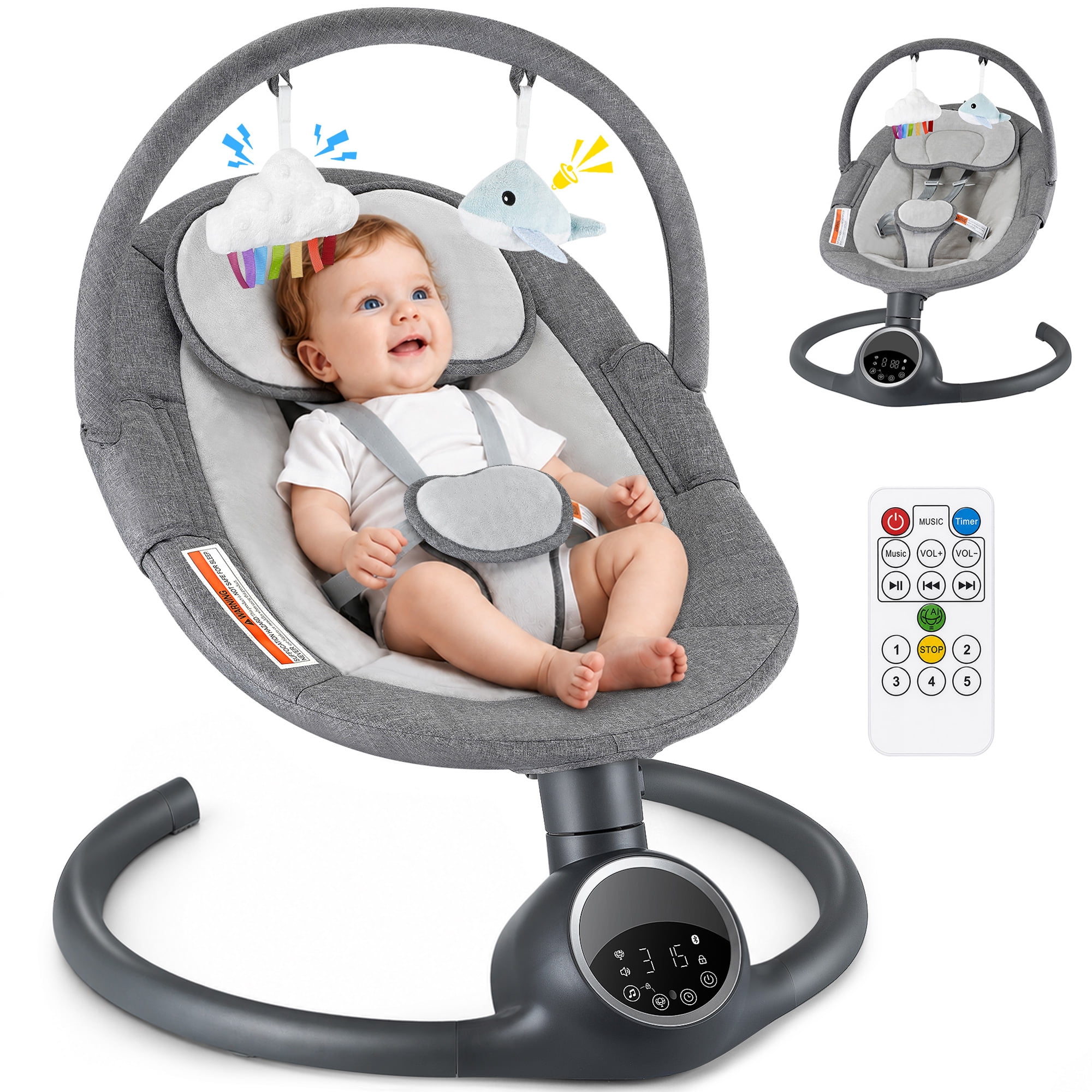 Babyeap Electric Baby Swing for Infants, Motion Detection, 5 Swing ...