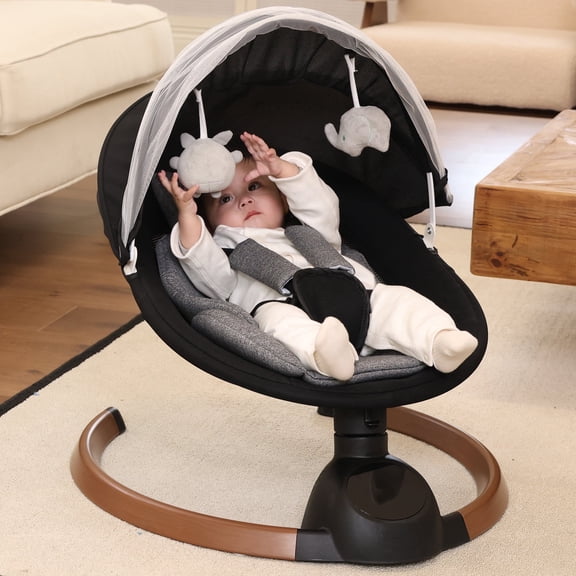 babyeap Baby Swing with 5-point Harness for Newborn Swing,Black