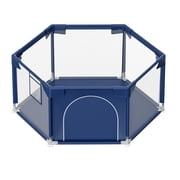 babyeap 50 Inch Baby Playpen,Hexagonal Toddler Playpen,Navy Blue