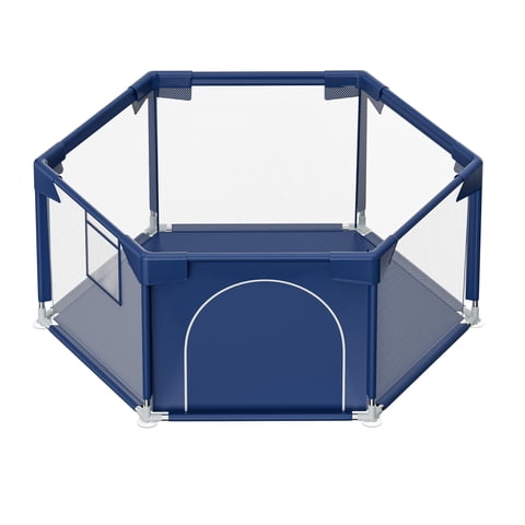 babyeap 50 Inch Baby Playpen,Hexagonal Toddler Playpen,Navy Blue