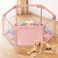 thumbnail image 1 of babyeap 50 Inch Baby Playpen,Fence Baby Play Yard for Indoors Outdoors,Hexagonal Toddler Playpen,Pink, 1 of 7