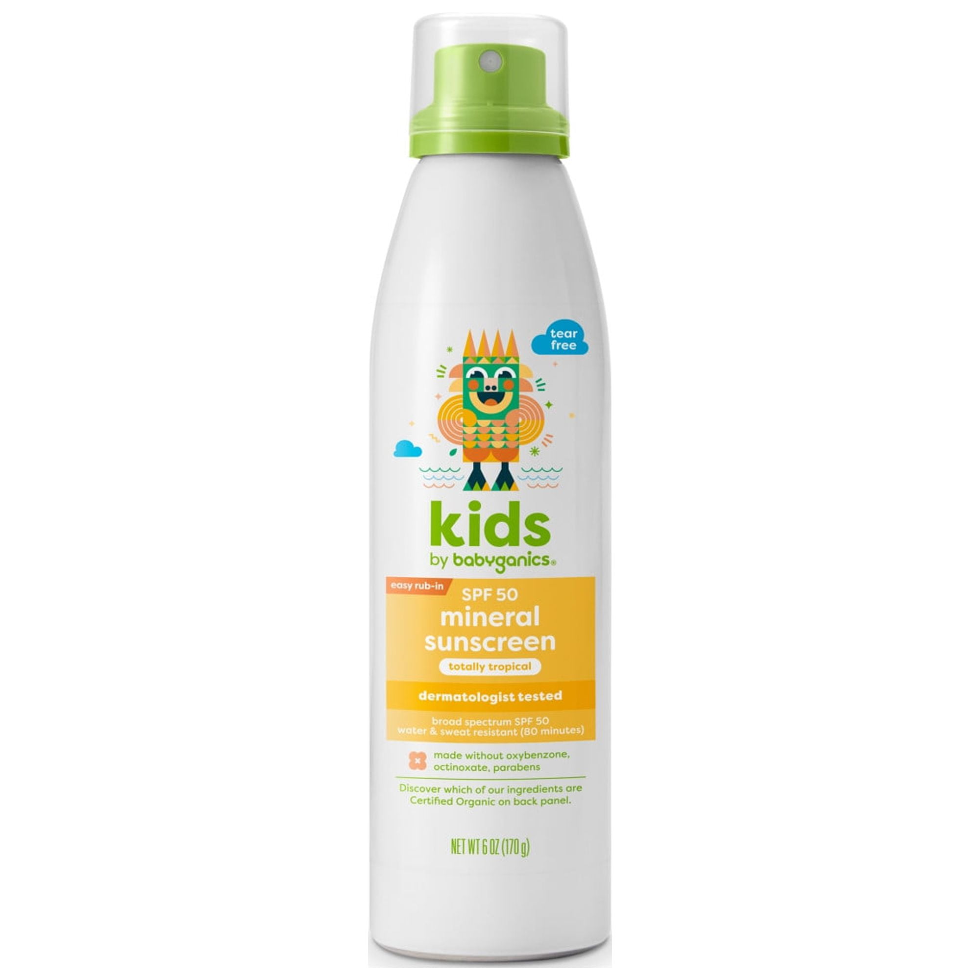 babyganics bkids sunscreen continuous spray SPF 50 6oz totally tropical scent