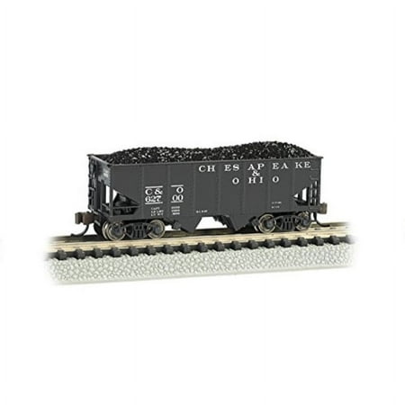 bachmann industries usra 55-ton 2-bay hopper c and o train car, n scale