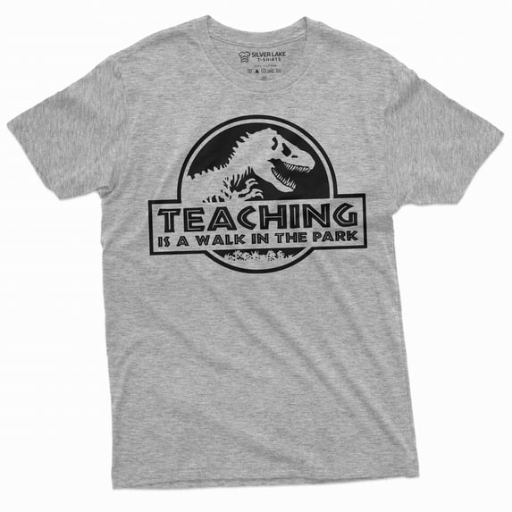 back to school funny teacher gift tee shirt teaching walk in the park sarcastic humor gift tee (Large Grey)