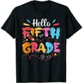 thumbnail image 1 of back to school hello Fifth 5th grade for kids boy Teachers T-Shirt Black Large, 1 of 4