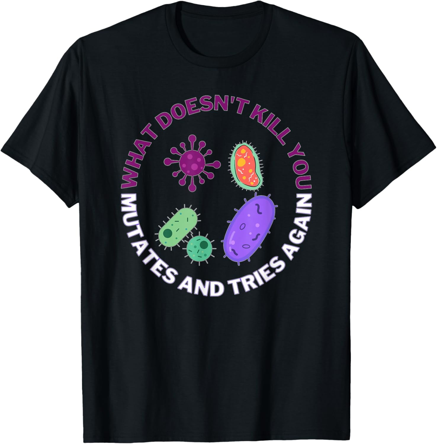 Funny Biology Joke Shirt -Quirky Bacteria vs. Germs Cartoons