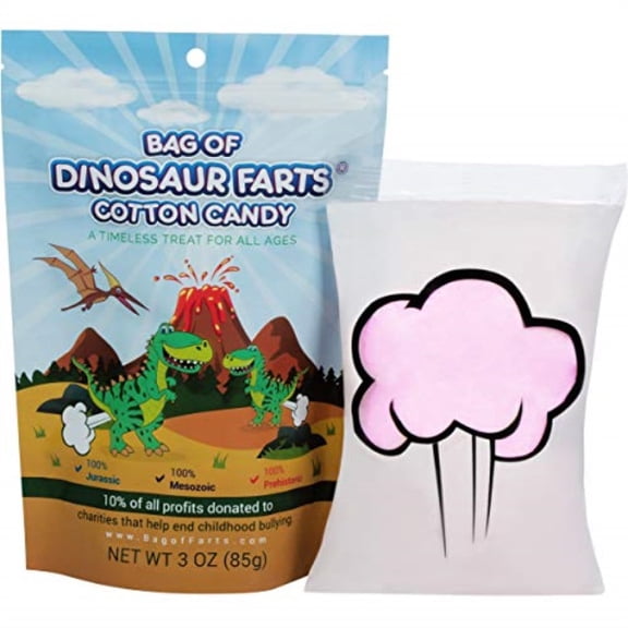 bag of dinosaur farts cotton candy funny for all ages unique birthday for friends, mom, dad, girl, boy easter basket funny gag gift
