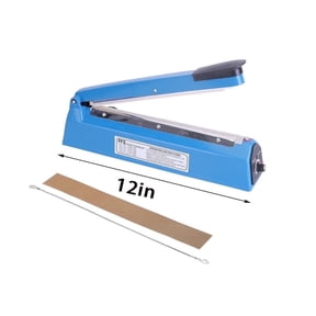 FEHNAG   bag sealer For Retail Packaging, heat sealer, 12 Inch Manual impulse sealer, Blue Poly Bag Sealing Machine