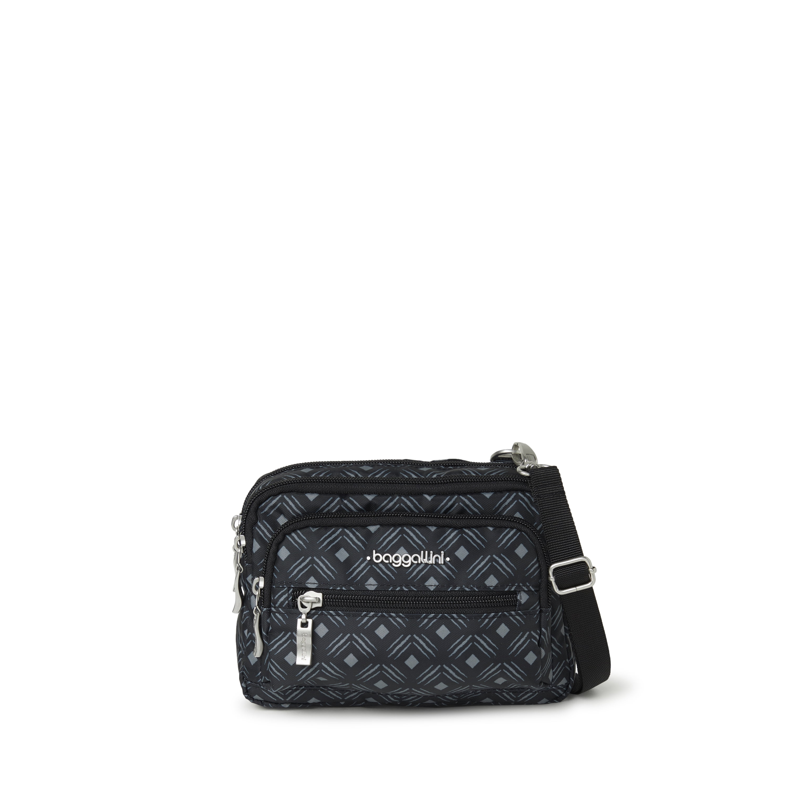 Sac Bandoulière Baggallini Triple Zip Noir Charbon - Poches Multiples - Occasion