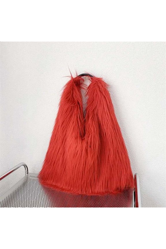bags Falg Water Hair Shoulder Handbag Womens Large Capacity Plush Artificial Fur Y2K Millennium Girl Bag AutumnWinter