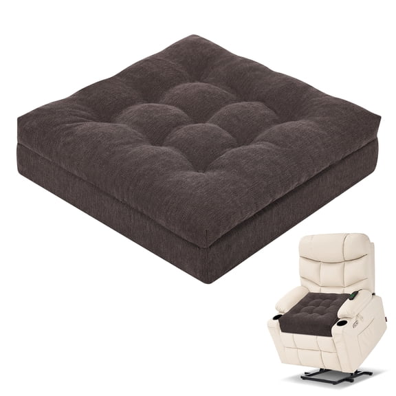 baibu Recliner Cushion 20-Inch Extra Large Seat Cushion Tufted Memory Foam Dual-layer Design Chair Cushion for Recliner Armchair Couch, Brown