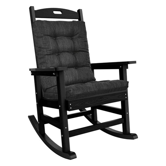 Baibu Large Size Rocking Chair Cushion Set, Dual-Layer Patented Design Memory Foam Seat & Back Seat Cushion for Indoor, Black
