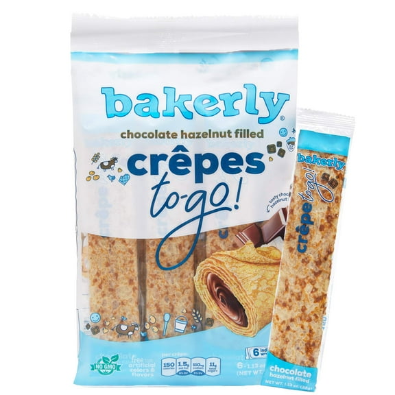 Bakerly Chocolate Hazelnut Crepes to-go, 6 count, 6.78 oz., Contains Wheat, Shellfish-Free