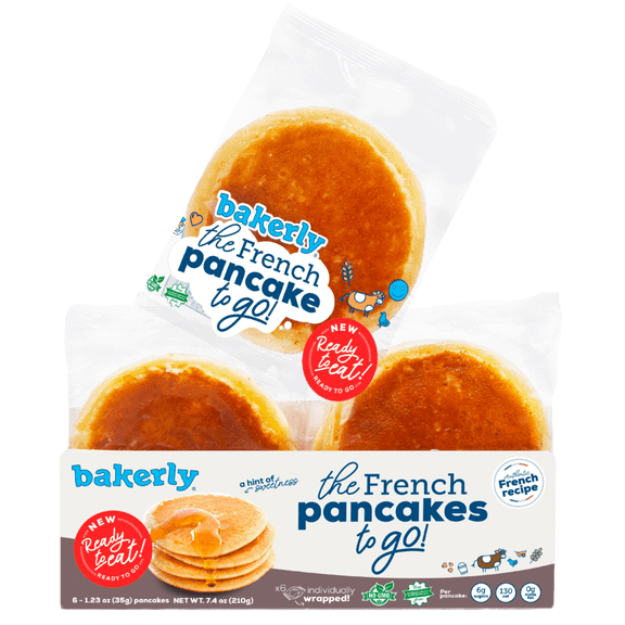 bakerly French Pancakes To Go Non GMO, Free from Artificial Flavors and Colors, Pack of 4, 6-Count (24 Total Pancakes)