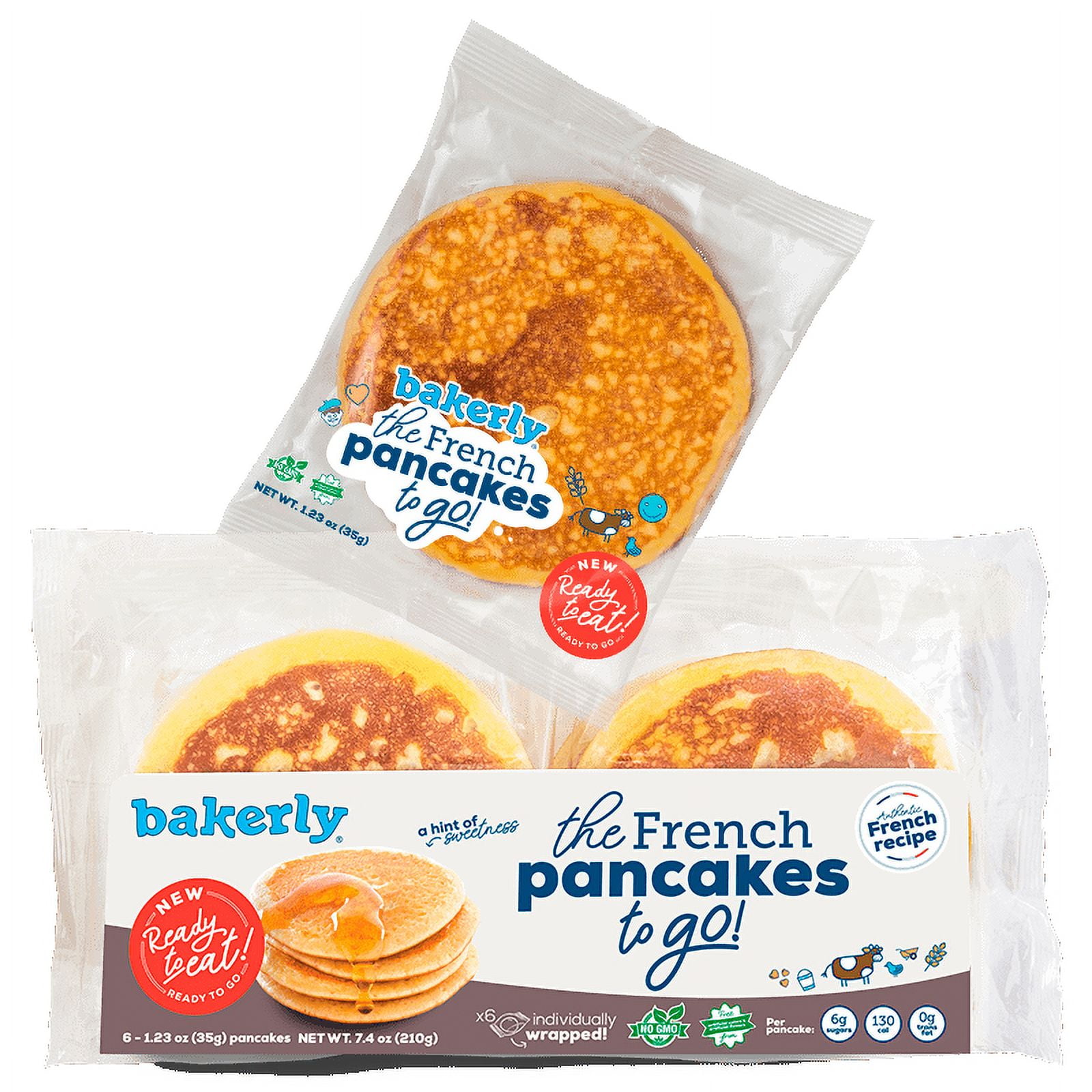 bakerly French Pancakes To-Go, Non GMO, Free from Artificial Flavors & Colors, Free from High Fructose Corn Syrup