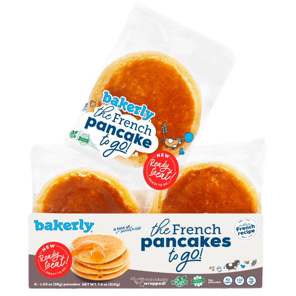 bakerly French Pancakes To Go Non GMO, Free from Artificial Flavors and Colors, Pack of 4, 6-Count (24 Total Pancakes)