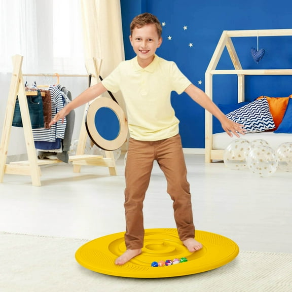 balance trainer Coordination Equipment Equilibrium Board Physical Training Equipment Non-Slip Base Sensory Balance Board for Indoor Coordination Development Yellow