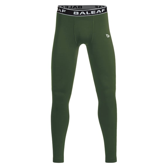 baleaf Boy's Compression Leggings Tights Fleece Base Layer Army Green XL