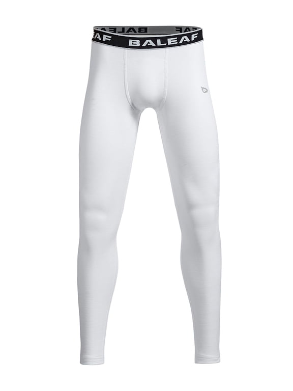 Boy's Compression Leggings Tights Fleece Base Layer Pants White M