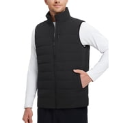 baleaf Mens Fleece Lined Puffer Vest Lightweight Warm Sleeveless Jacket with Full Zip Winter Vest for Golf Running Black L