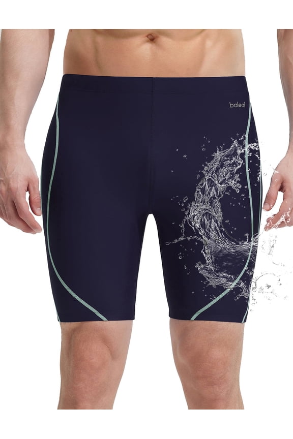 Men's Swim Trunks Square Leg Swimming Jammers Quick Dry Athletic Swimsuit Racing Competition Swimwear Shorts Water Resistant Navy Blue M