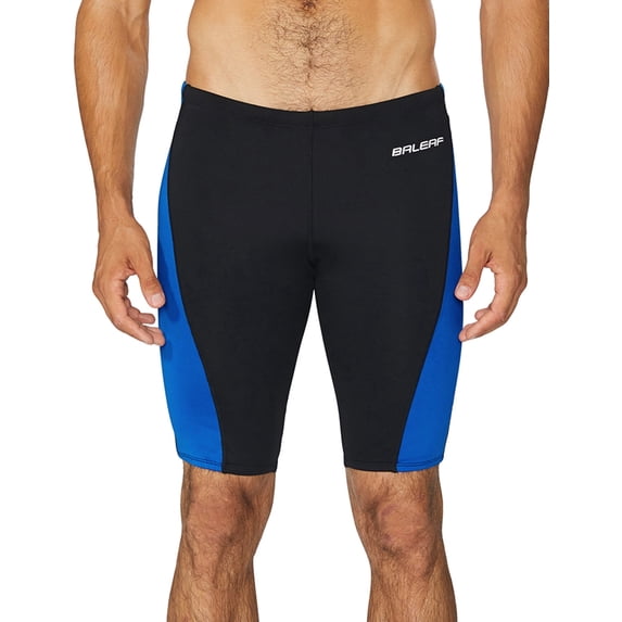 baleaf Men's Swimsuit Swim Jammers Athletic Swimwear for Lap Swimming Black/Blue X-Large