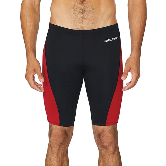 baleaf Men's Swimsuit Swim Jammers Athletic Swimwear for Lap Swimming Black/Red X-Large