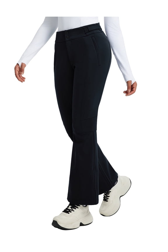 Ski Pants for Women Waterproof Insulated Fleece Lined Snowboading Pants Water Resistant for Winter Cold Weather Black L