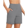 thumbnail image 1 of baleaf Women's 7'' Swim Board Shorts with Zipper Pockets High Waisted Tummy Control Long Beach Swimming Shorts UPF 50+ Quick Dry Modest Swimsuits Bottoms Dark Gary M, 1 of 7