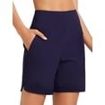thumbnail image 1 of baleaf Women's 7'' Swim Board Shorts with Zipper Pockets High Waisted Tummy Control Long Beach Swimming Shorts UPF 50+ Quick Dry Modest Swimsuits Bottoms Navy Blue XL, 1 of 7