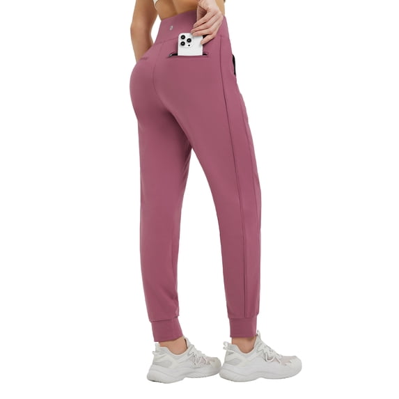 baleaf Women's Fleece Lined Joggers Winter Thermal Pants Rose Red L
