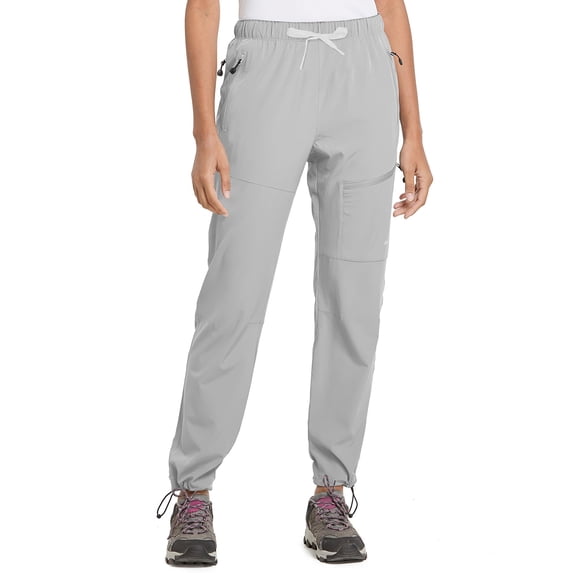 baleaf Women's Hiking Pants Quick Dry Lightweight Water Resistant Stretch Cargo Pants with Zipper Pockets Travel Camping 29''-glacier gray L