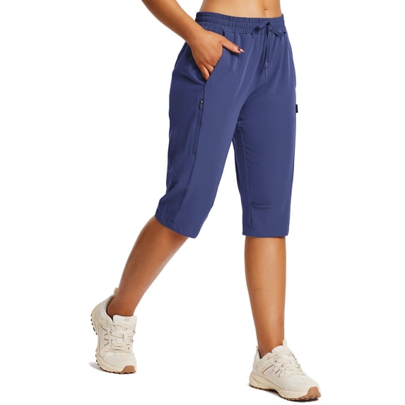 baleaf Women's Hiking Shorts Quick Dry Lightweight Capris Estate Blue L