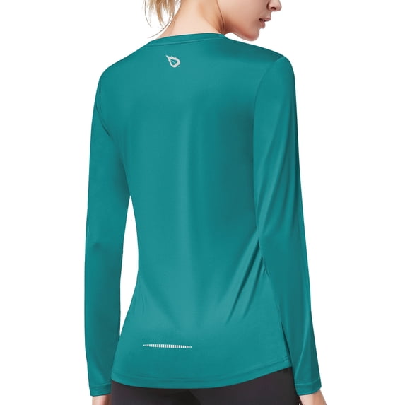 baleaf Women's Long Sleeve Workout Tops Running Shirt Quick Dry Teal L