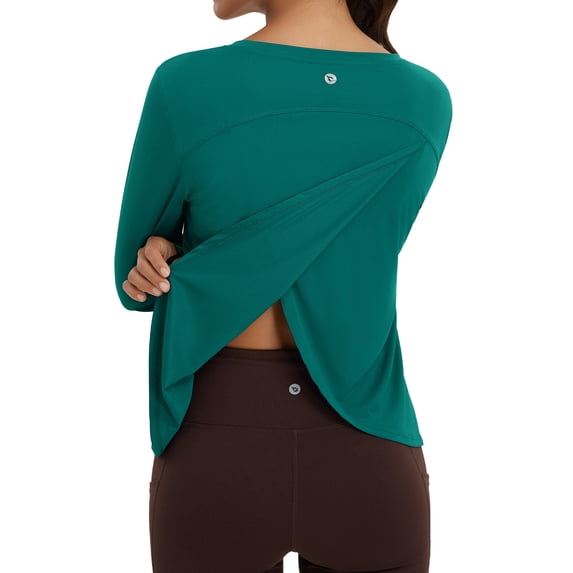 baleaf Women's Long Sleeve Workout Tops Running Sun Shirts Green S
