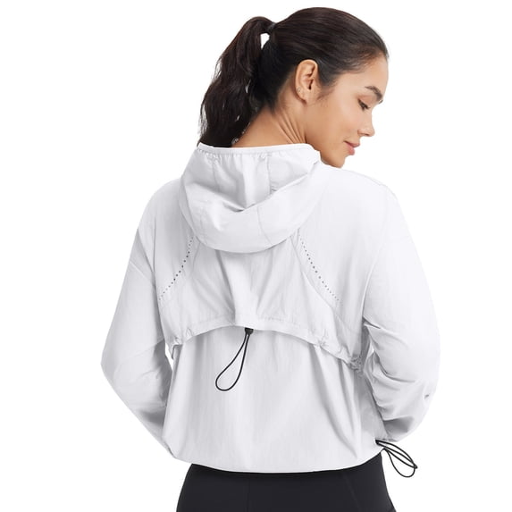 baleaf Women's Sun Jackets Lightweight Packable Crop UV Hoodie White XL