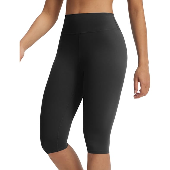 baleaf Womens 14" No Front Seam High Waisted Capri Leggings Black L