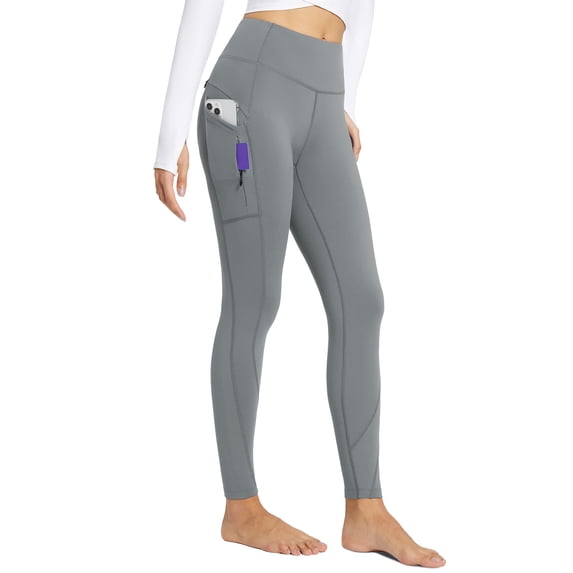 baleaf Womens Fleece Lined Leggings with 5 Pockets 27'' Thermal Gray S