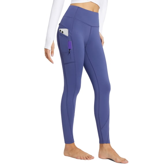baleaf Womens Fleece Lined Leggings with 5 Pockets 27'' Thermal Navy L